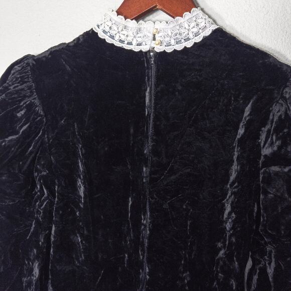 Scott McClintock Women’s Dress Dark Romantic Crushed Velvet Lace Vintage Sz 10 - Picture 8 of 13